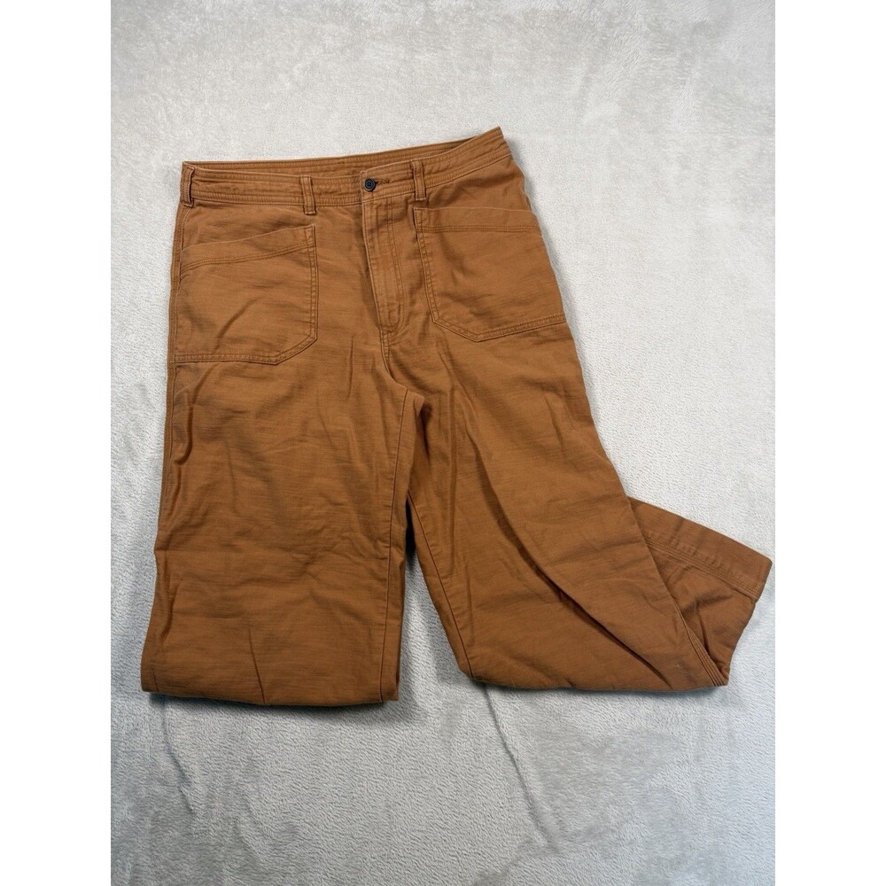 Patagonia 12 Terracotta Brown Slub Woven Cropped Wide Leg Organic Cotton Pants